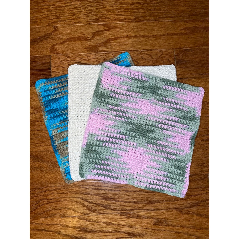 Set of 3 Handmade Crochet Washcloths - Picture 2 of 4